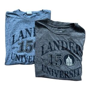 Bundle of 2 Men’s Lander University in SC Short Sleeve T Shirt. Blue Gray. XL